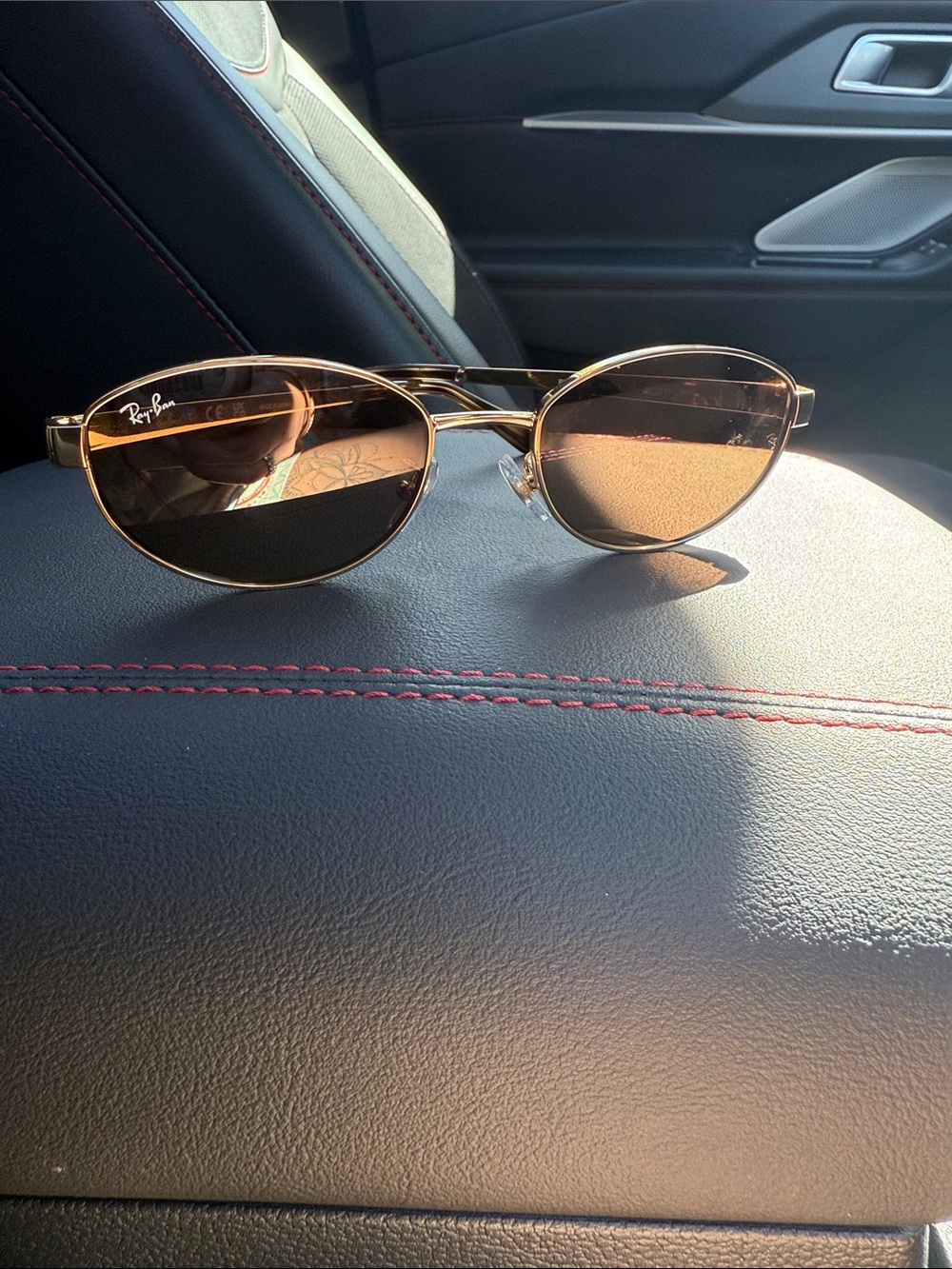 Ray-Ban Gold Frame Sunglasses with Brown Lenses